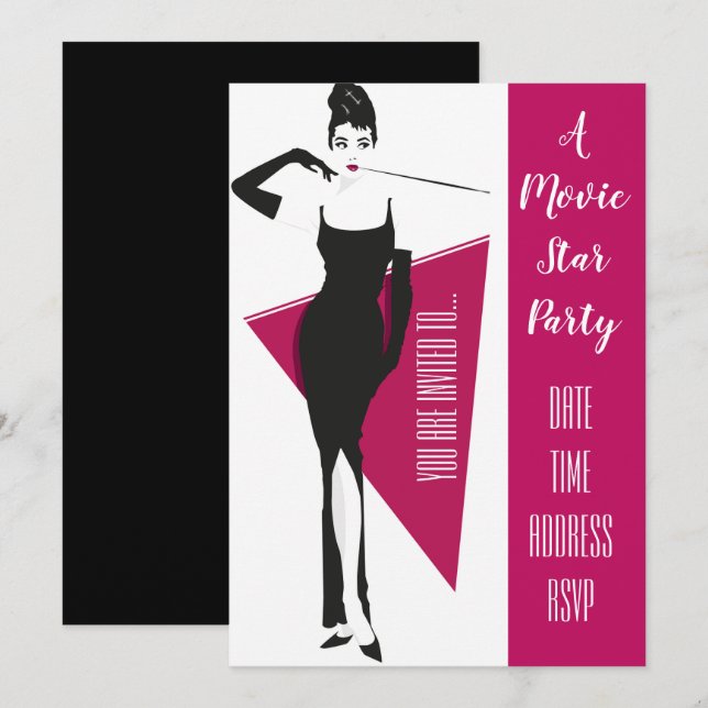 Movie Star Hollywood klär upp party Inbjudningar (Fram/baksida)