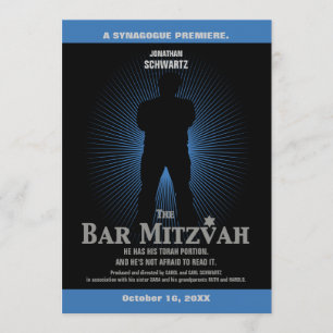 Movie Star Pub Mitzvah Inbjudan Black Navy Blue