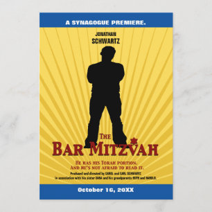 Movie Star Pub Mitzvah Inbjudan Gult Blue