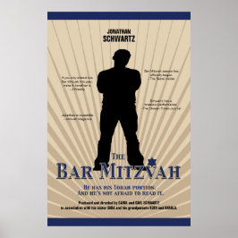Movie Star Pub Mitzvah Poster Tan Navy Blue