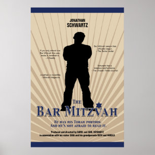 Movie Star Pub Mitzvah Poster Tan Navy Blue
