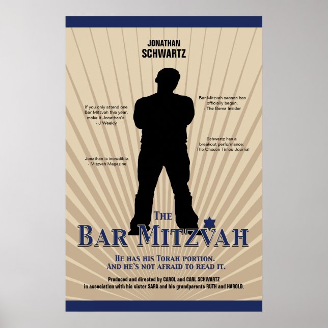 Movie Star Pub Mitzvah Poster Tan Navy Blue (Framsidan)