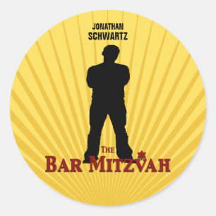 Movie Star Pub Mitzvah Sticker Gult Blue Runt Klistermärke