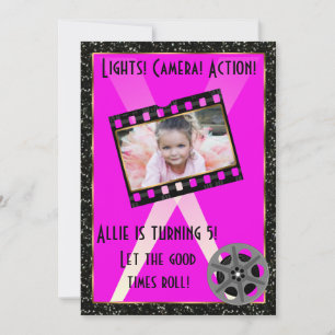 Movie Star Rosa Glitter Inbjudan