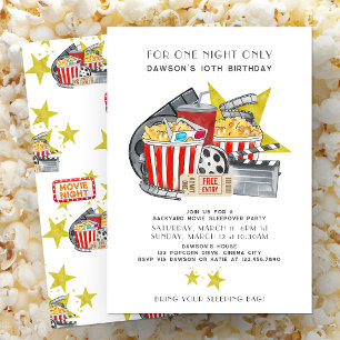 Movie ThBäste Backyard Sleepover Party Birthday Inbjudningar