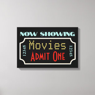 Movie Theater Biljett Cinema Art Sign Canvastryck