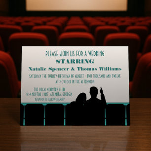 Movie Theater bröllopsinbjudan, Teal Inbjudningar