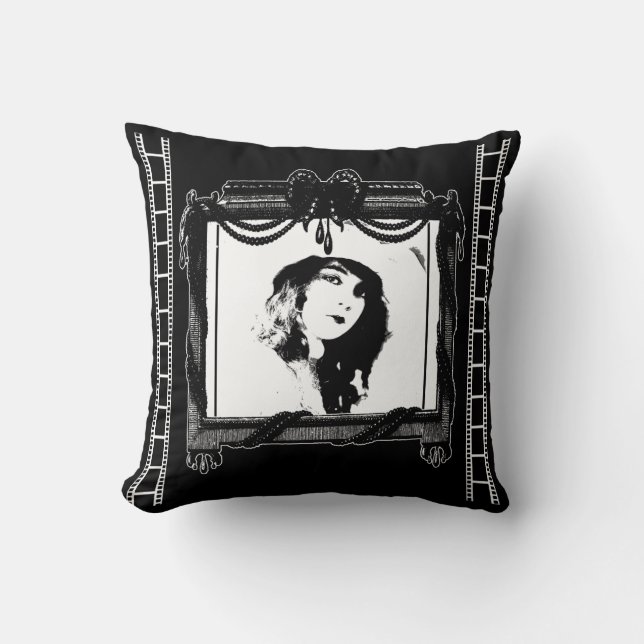 Movie Theater Dekorativ kudde i Black and White (Framsida)