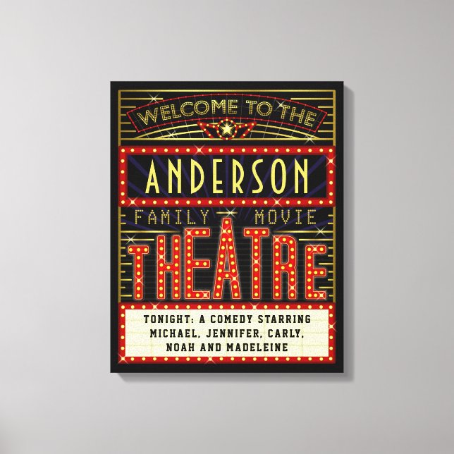 Movie Theater Marquee Home Cinema | Anpassat namn Canvastryck (Framsida)