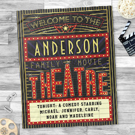 Movie Theater Marquee Home Cinema | Anpassat namn Fleecefilt