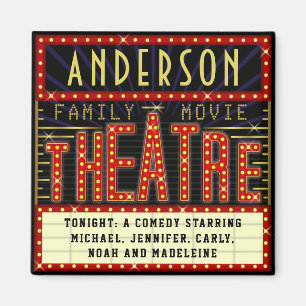 Movie Theater Marquee Home Cinema   Anpassat namn Magnet