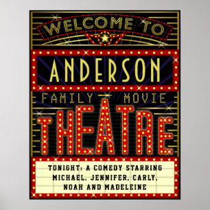 Movie Theater Marquee Home Cinema Anpassat namn Poster