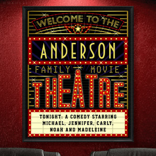 Movie Theater Marquee Home Cinema   Anpassat namn Poster