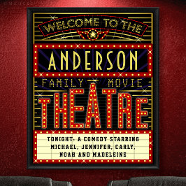 Movie Theater Marquee Home Cinema | Anpassat namn Poster