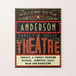 Movie Theater Marquee Home Cinema   Anpassat namn Pussel