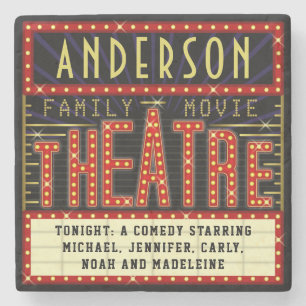 Movie Theater Marquee Home Cinema   Anpassat namn Underlägg Sten
