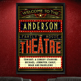 Movie Theater Marquee Home Cinema | Namn 24 x 36 Poster