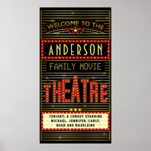 Movie Theater Marquee Home Cinema   Namn Long Poster