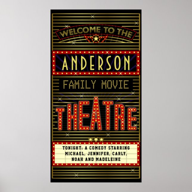 Movie Theater Marquee Home Cinema | Namn Long Poster (Framsidan)