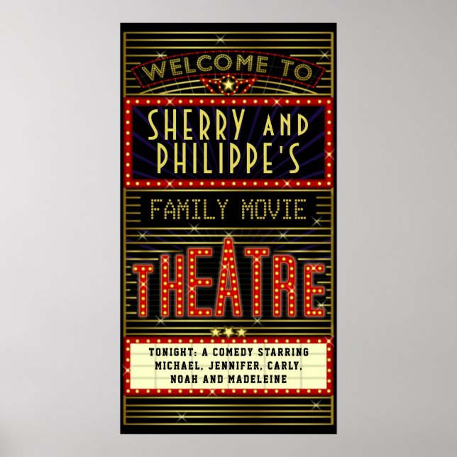 Movie Theater Marquee Home Cinema | Namn Long V2 Poster (Framsidan)