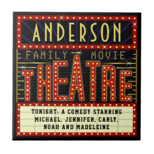 Movie Theater Marquee Home Cinema   PERSONLIG Kakelplatta
