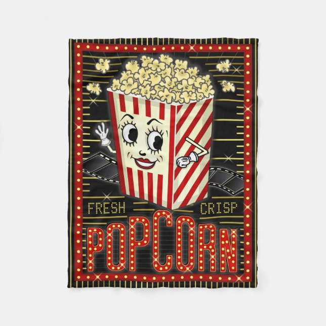 Movie Theater Marquee Home Cinema Popcorn Fleecefilt (Framsidan)