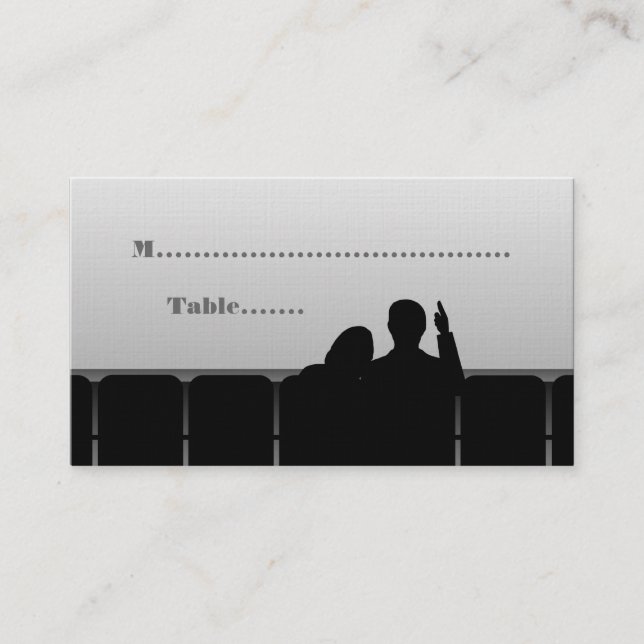 Movie Theater Place Cards, Grått Placeringskort (Framsida)
