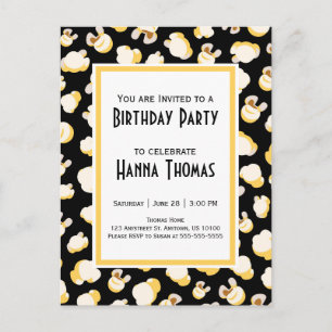 Movie Theater Popcorn Theme Birthday Inbjudan Vykort