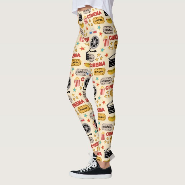 Movie Theater Roligt Mönster Leggings (Vänster)