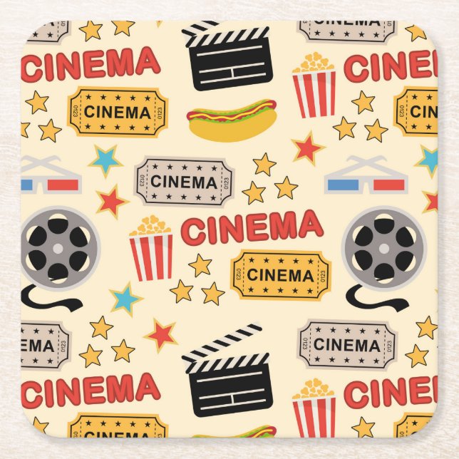 Movie Theater Roligt Mönster Underlägg Papper Kvadrat (Framsidan)