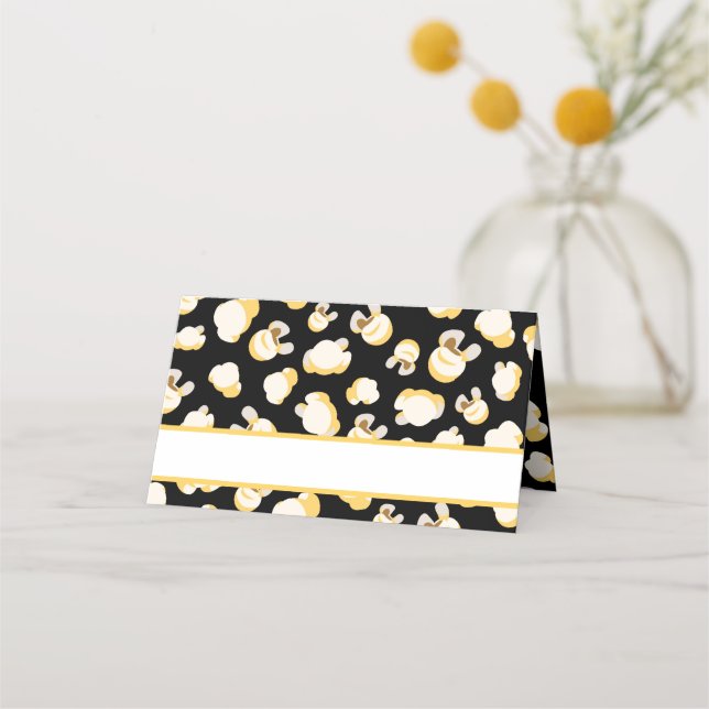 Movie Theater Theme Birthday Popcorn Mönster Placeringskort (Framsida)