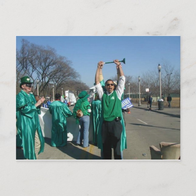 Mow-Bama (Obama) marscher med Gräsmatta Vykort (Framsida)