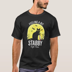 Mow Funny Black Cat har en bitvis stabby-Höger T Shirt