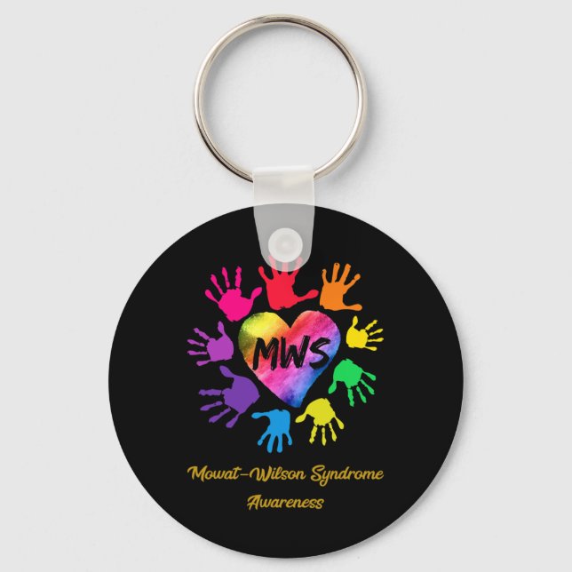 Mowat Wilson Syndrome Awareness Händer Gift Nyckelring (Framsida)