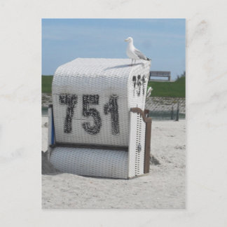 Möwe auf Strandkorb Vykort