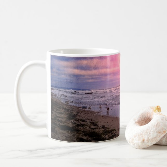 Möwen am Meer beim Sonnenuntergang Kaffemugg (Med munk)