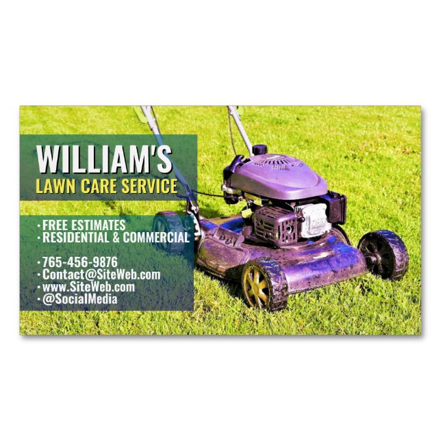 (Mower Service) Landscaping & Gräsmatta Care | Grä Magnetiska Visitkort (Framsida)