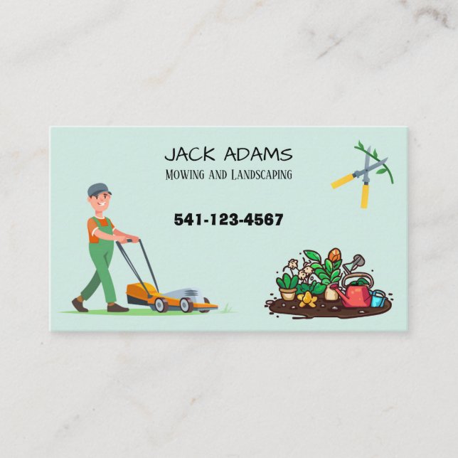 Mowing and Landscaping Business Card Visitkort (Framsida)