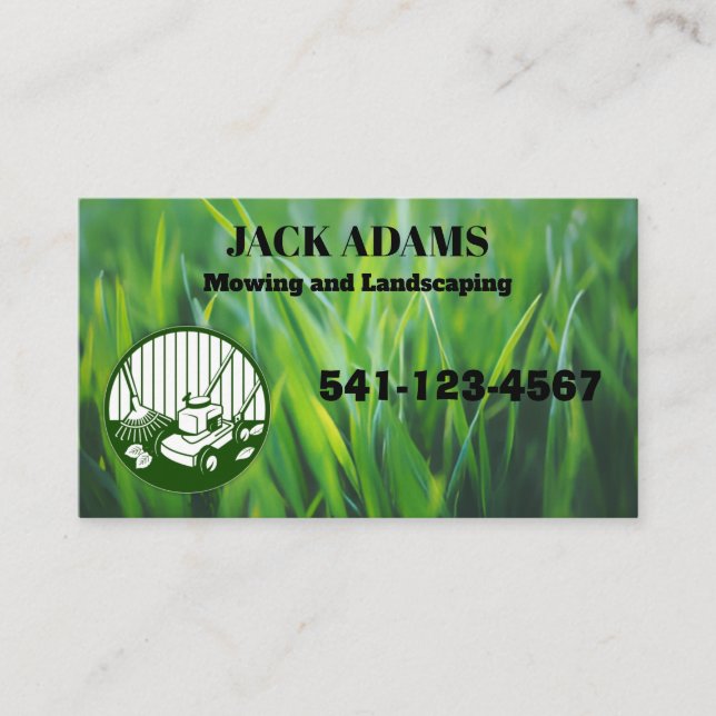 Mowing and Landscaping Business Card Visitkort (Framsida)