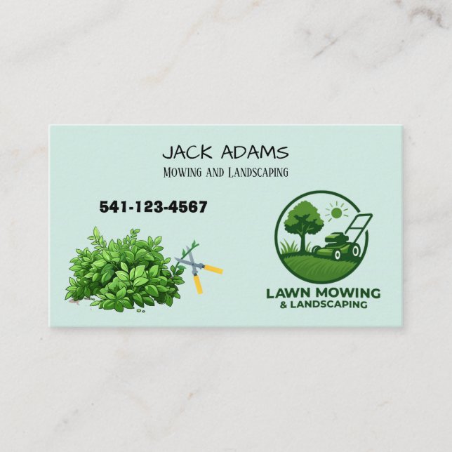 Mowing and Landscaping Business Card Visitkort (Framsida)