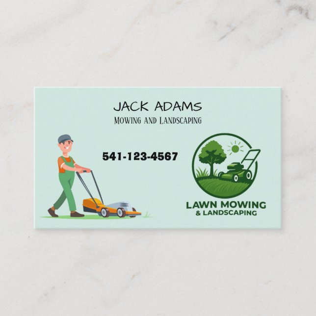 Mowing and Landscaping Business Card Visitkort (Framsida)