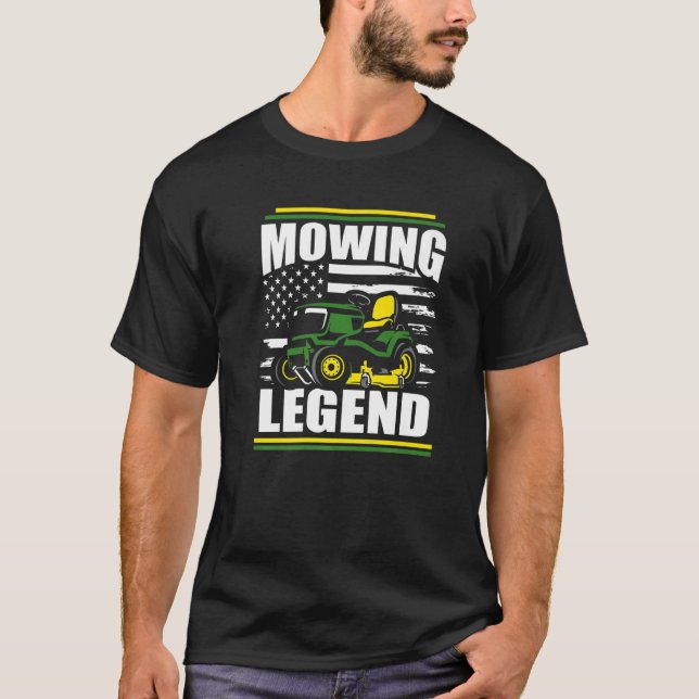 Mows Legend Gräsmatta Mower American Far Da T Shirt (Framsida)