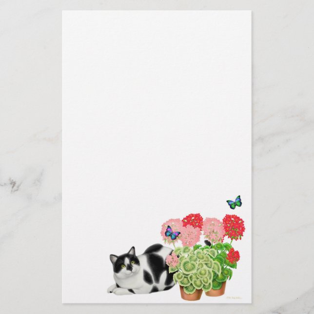 Moxie Cat & Butterflies Stationery Brevpapper (Framsida)