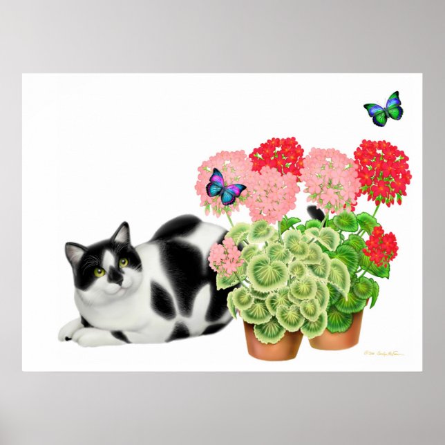 Moxie Cat och Butterflies Print Poster (Framsidan)