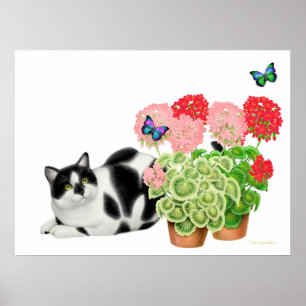Moxiekatt och fjärilstrycket poster