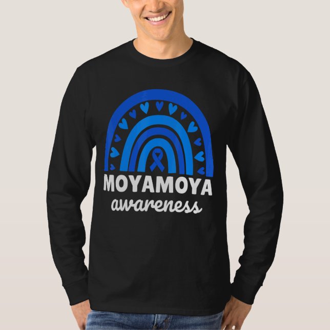 Moyamoya Awareness Blue Rainbow Moyamoya Disease M T Shirt (Framsida)