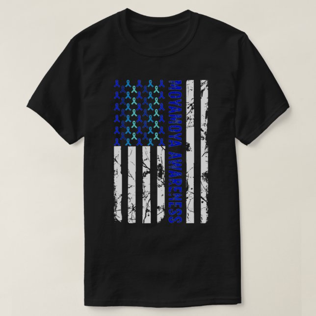 Moyamoya-medvetenhet om USA flagga Moyamoya-sjukdo T Shirt (Design framsida)