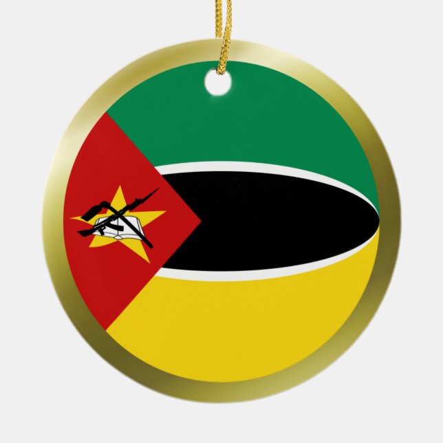 Mozambikisk flaggprydnad julgransprydnad keramik (Framsidan)