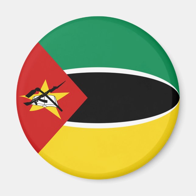 Mozambique Fisheye Flagga Magnet (Framsidan)