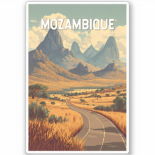 Mozambique Illustration Resa Konst Vintage Klistermärken